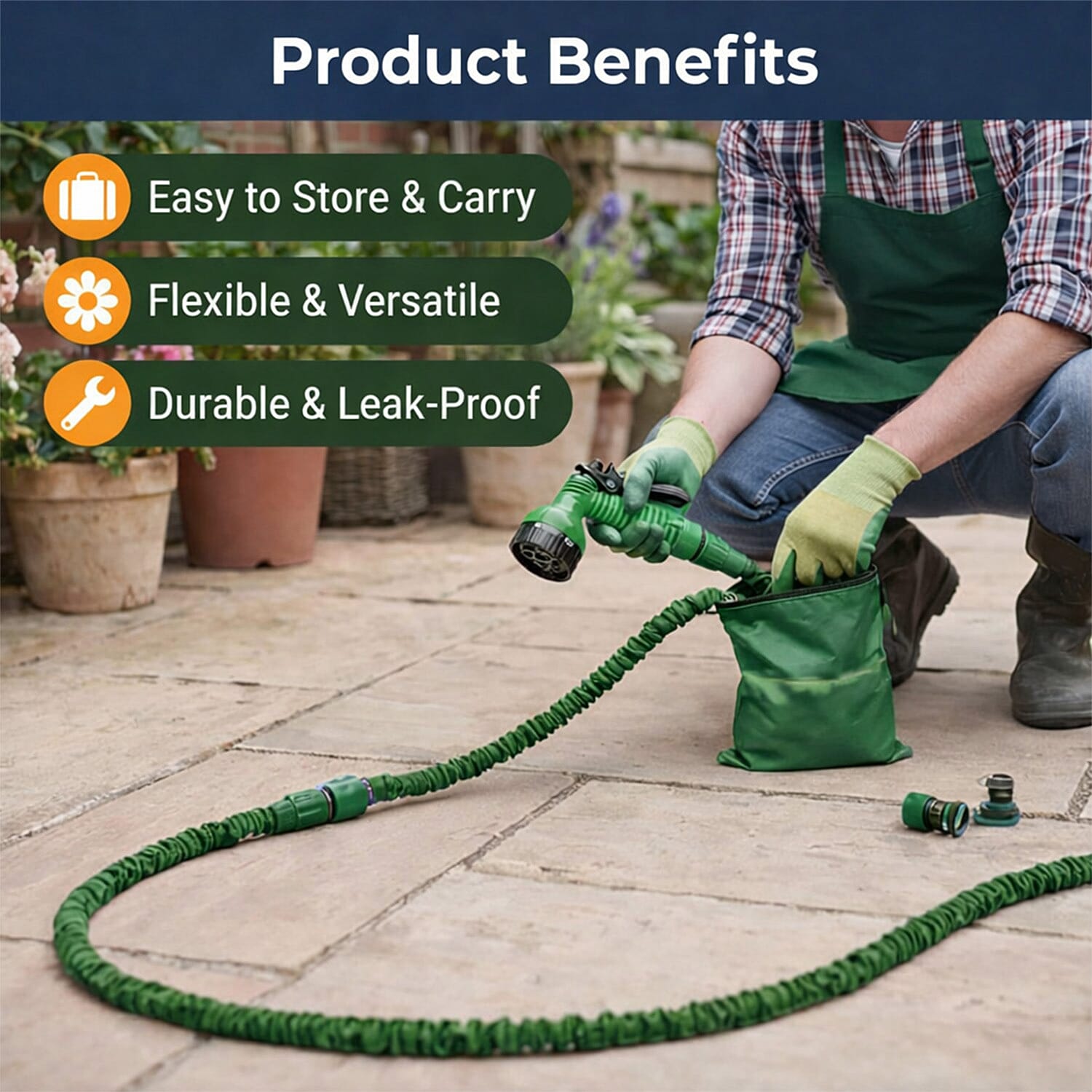 Latham - Hall 100Ft Expanding Hose Pipe - Green