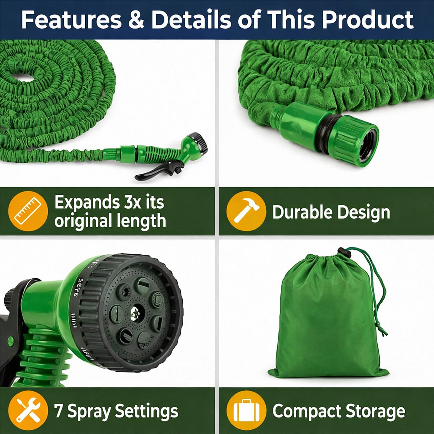 Latham - Hall 100Ft Expanding Hose Pipe - Green