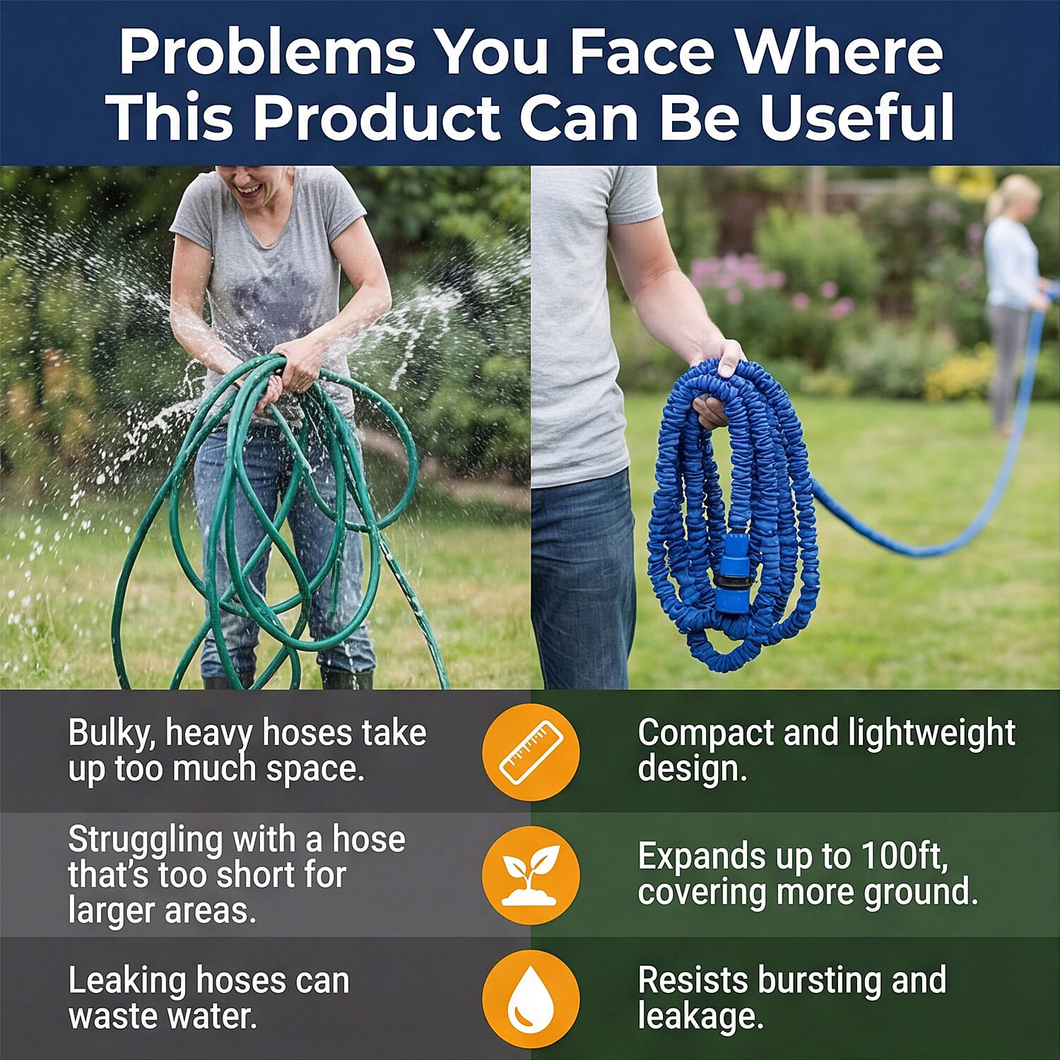 100ft Expandable Garden Hose with 7-Mode Spray Gun