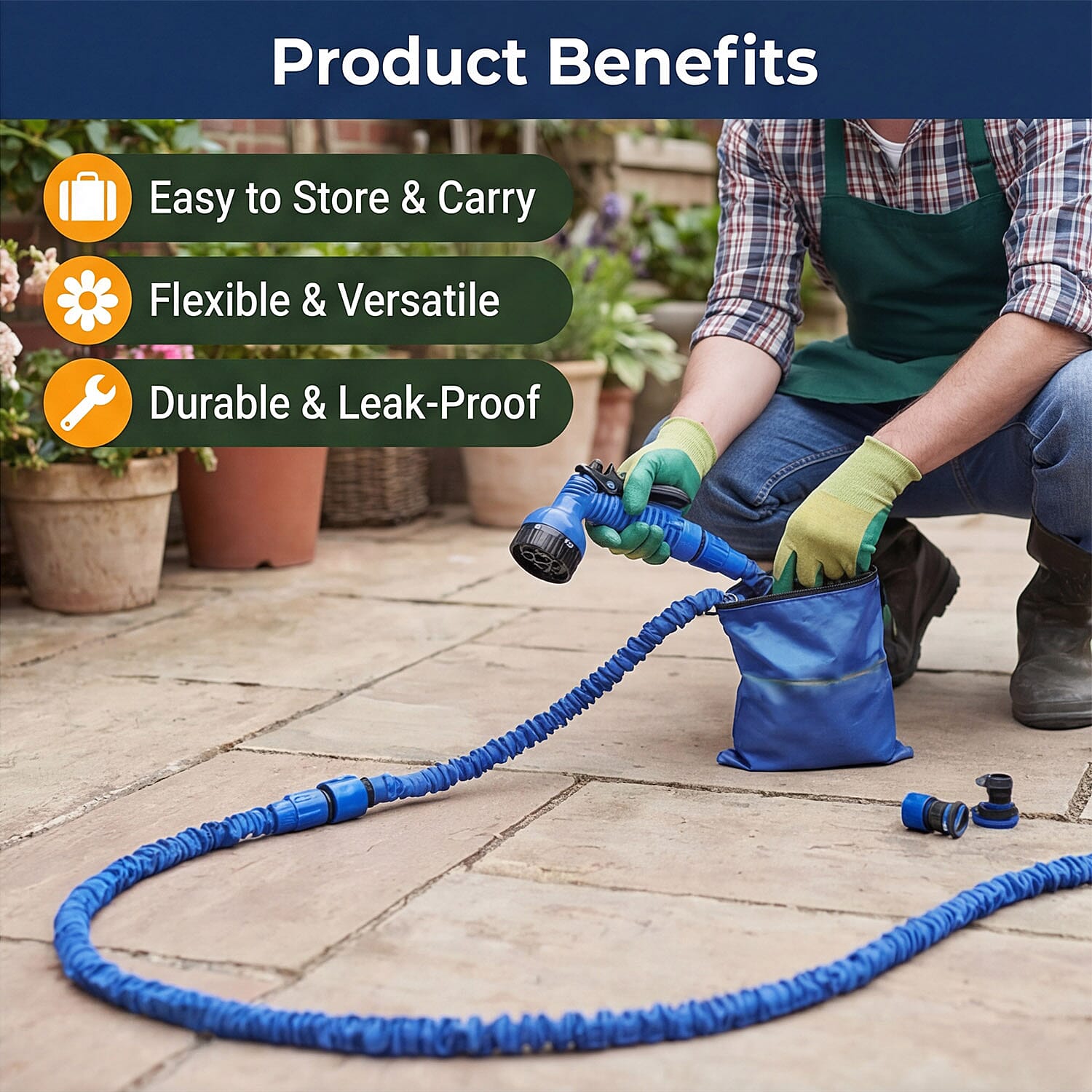 100ft Expandable Garden Hose with 7-Mode Spray Gun
