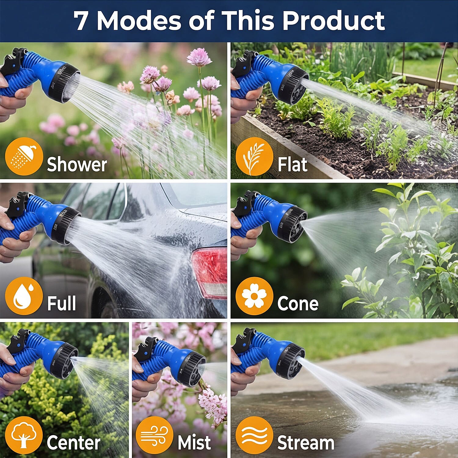 100ft Expandable Garden Hose with 7-Mode Spray Gun