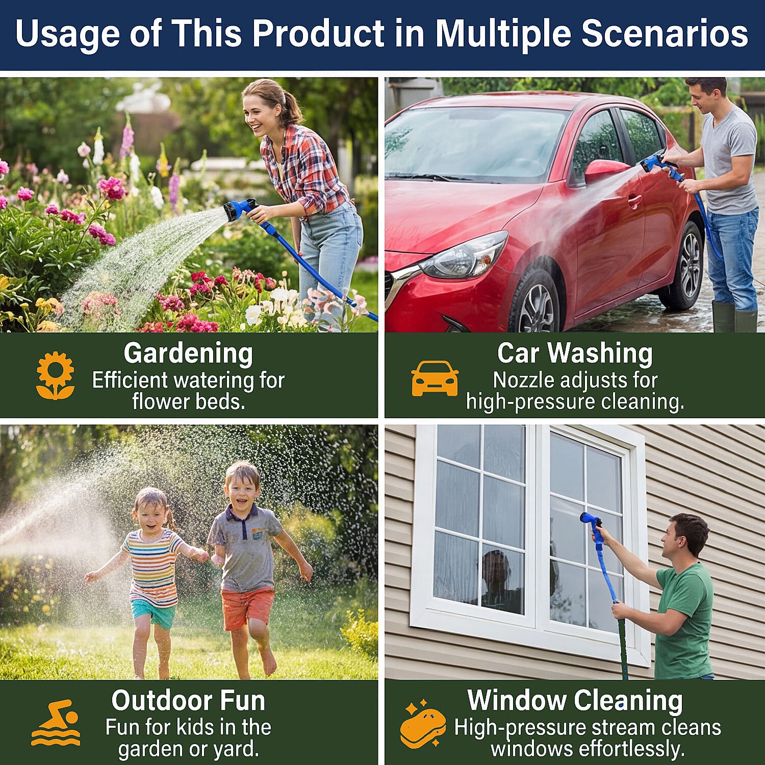 100ft Expandable Garden Hose with 7-Mode Spray Gun