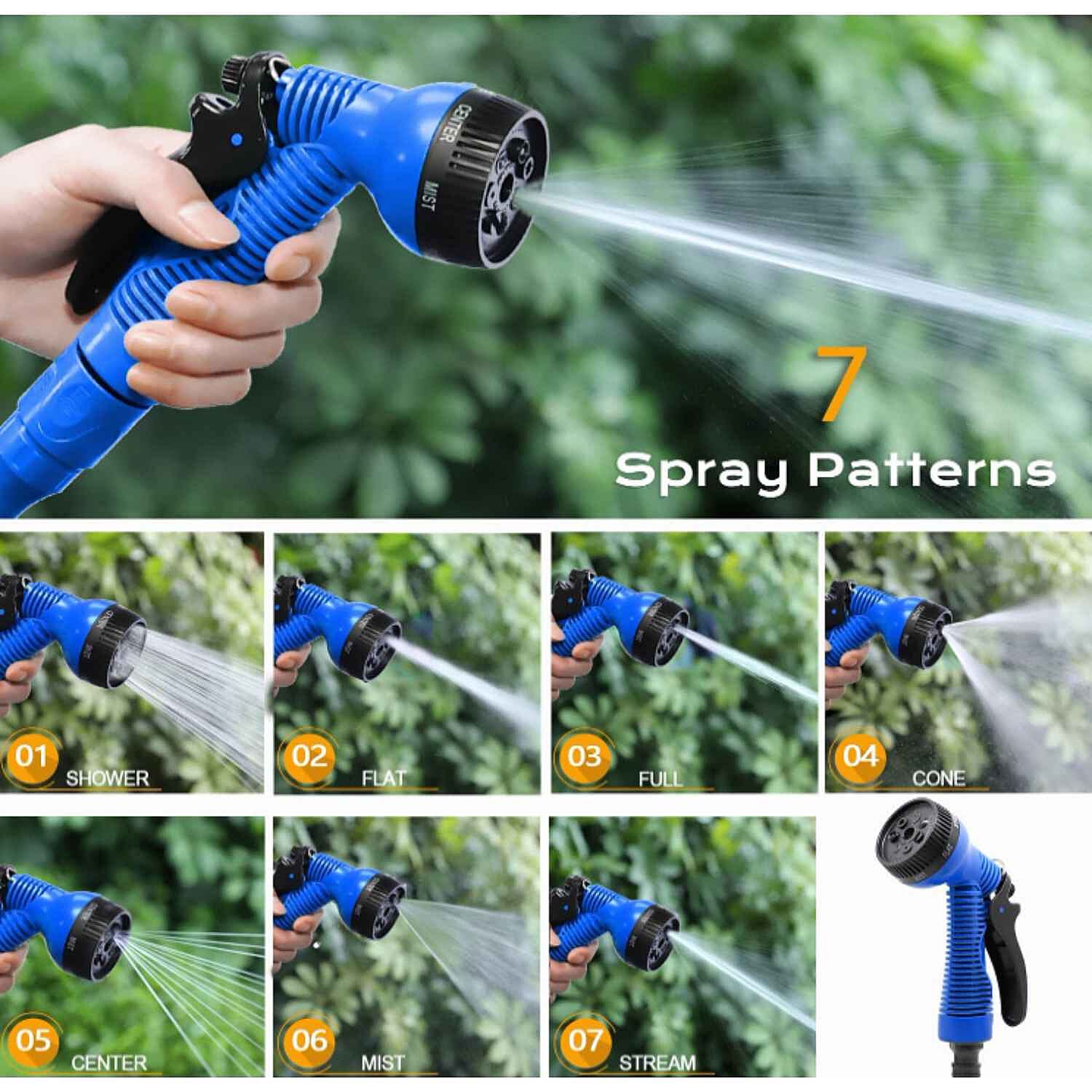 100ft Expandable Garden Hose with 7-Mode Spray Gun