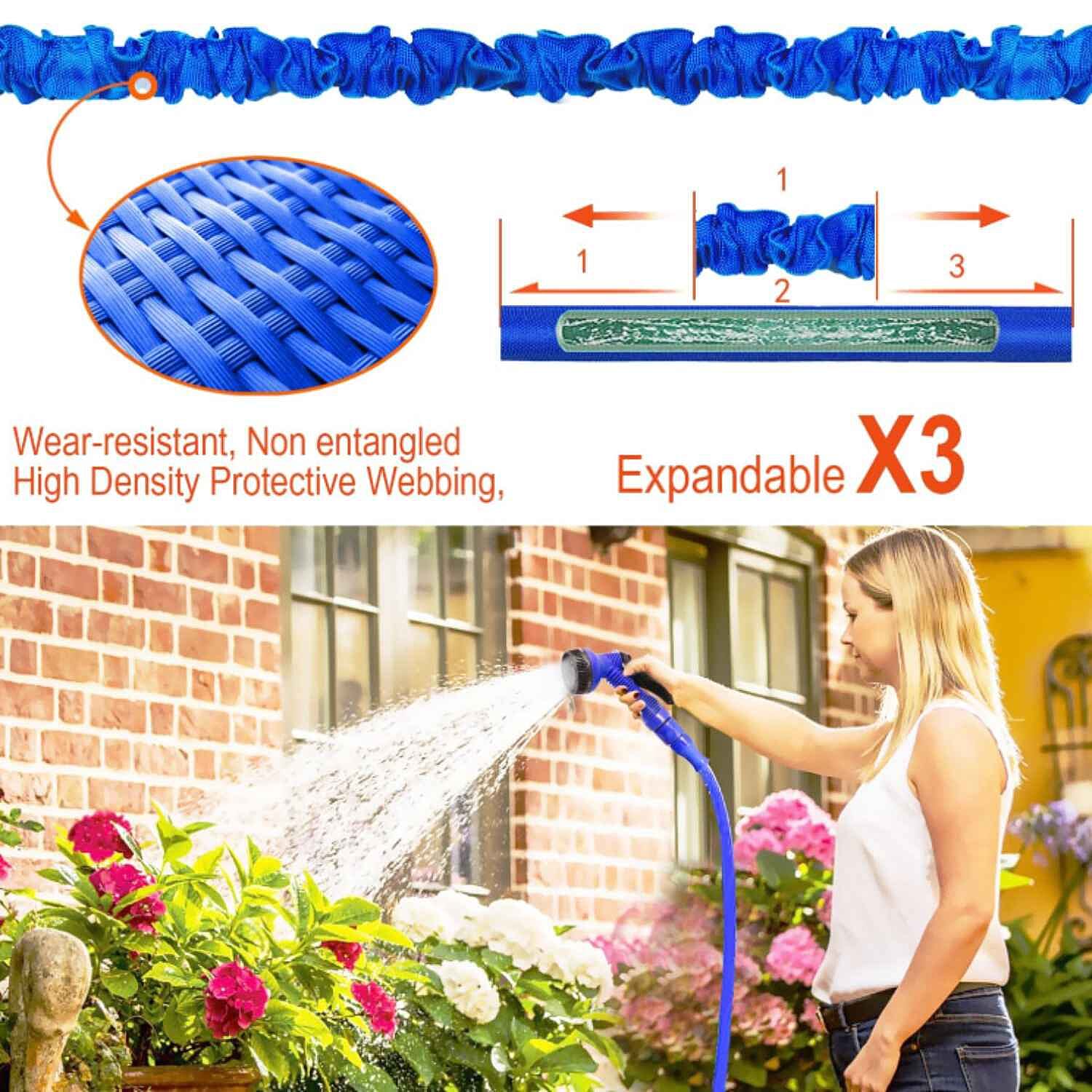 100ft Expandable Garden Hose with 7-Mode Spray Gun
