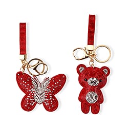 Set of 2 Crystal Embellished Charms Keychains