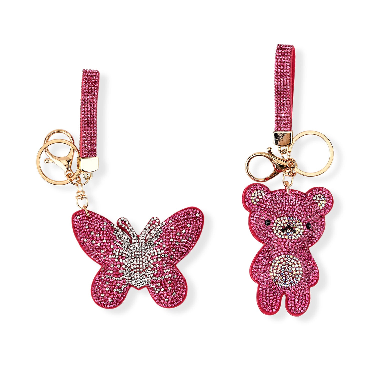 Set of 2 Crystal Embellished Charms Keychains