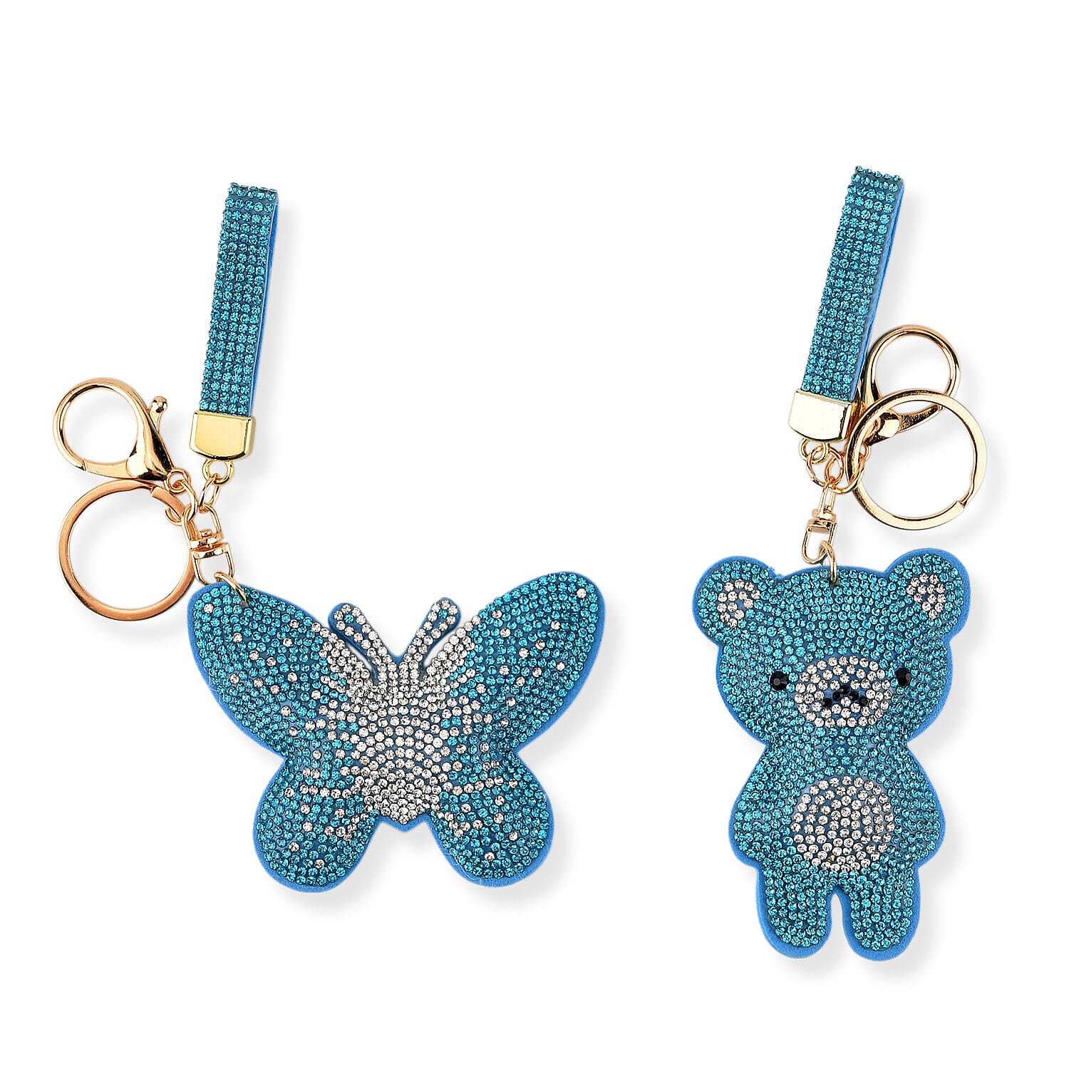 Set of 2 Crystal Embellished Charms Keychains