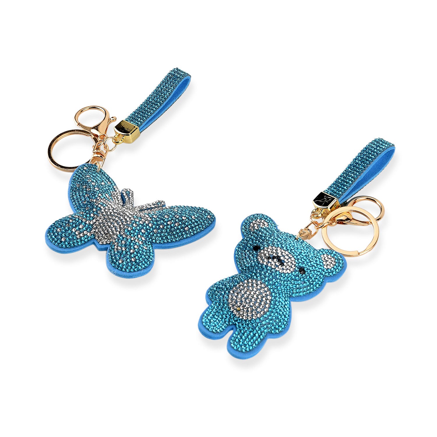 Set of 2 Crystal Embellished Charms Keychains