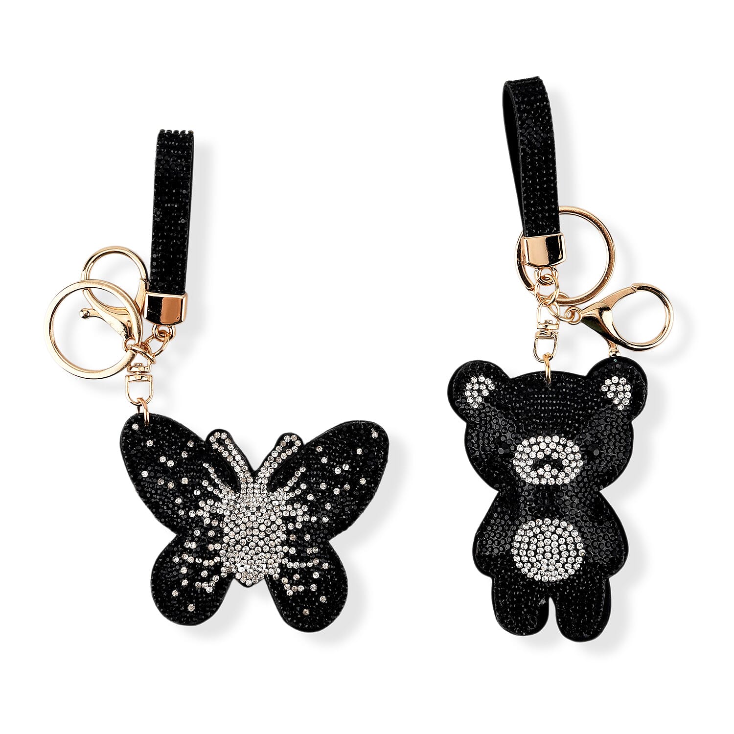 Set of 2 Crystal Embellished Charms Keychains