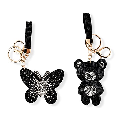 Set of 2 Crystal Embellished Charms Keychains