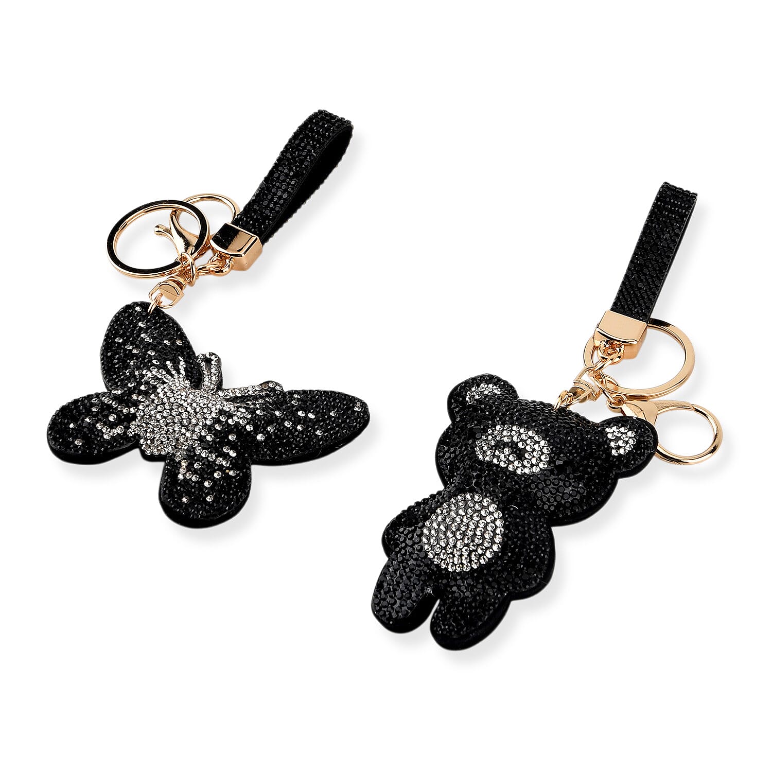 Set of 2 Crystal Embellished Charms Keychains