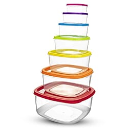 Set of 7 - Food Storage Container Set with Rainbow Lids &ndash; BPA Free