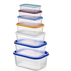Set of 7 - Food Storage Container Set with Rainbow Lids &ndash; BPA Free