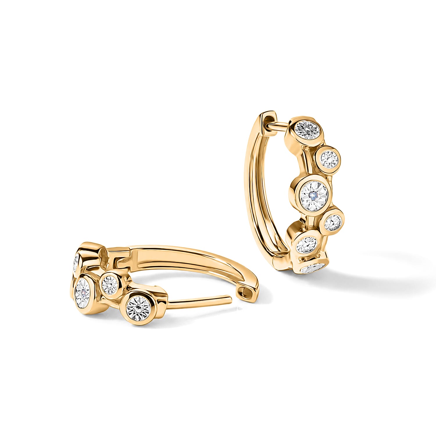EverTrue - Natural White Diamond Hoop Earring in Yellow Gold Tone 4.00 Ct.