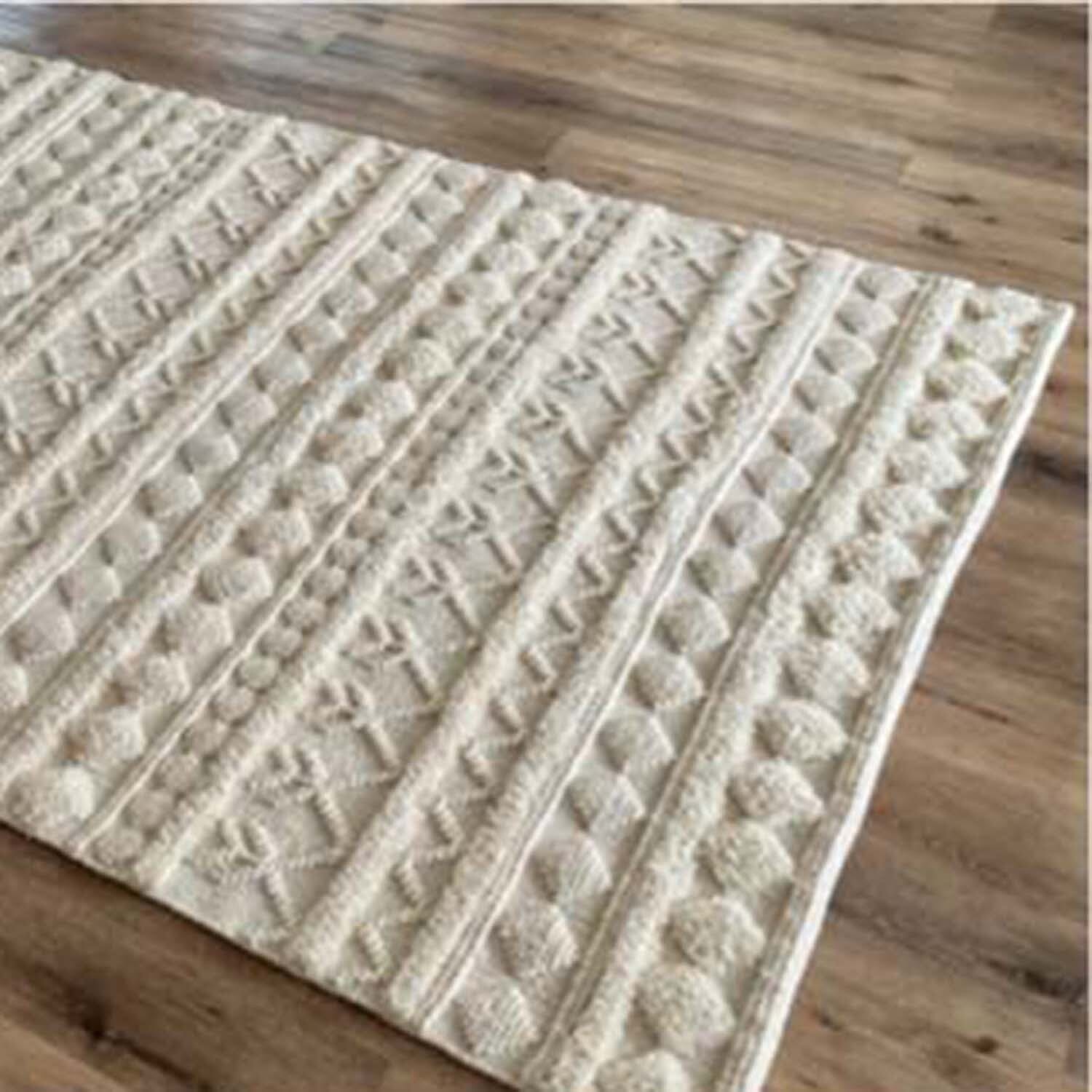 Zephyr Wool Blend Rug (70 x 140 cm) - Cream 80% Wool 20% Cotton