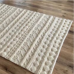 Zephyr Wool Blend Rug (70 x 140 cm) - Cream 80% Wool 20% Cotton