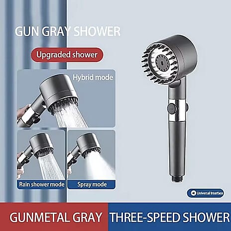 High Pressure 3 Mode Turbocharged Shower Head with Massage Brush