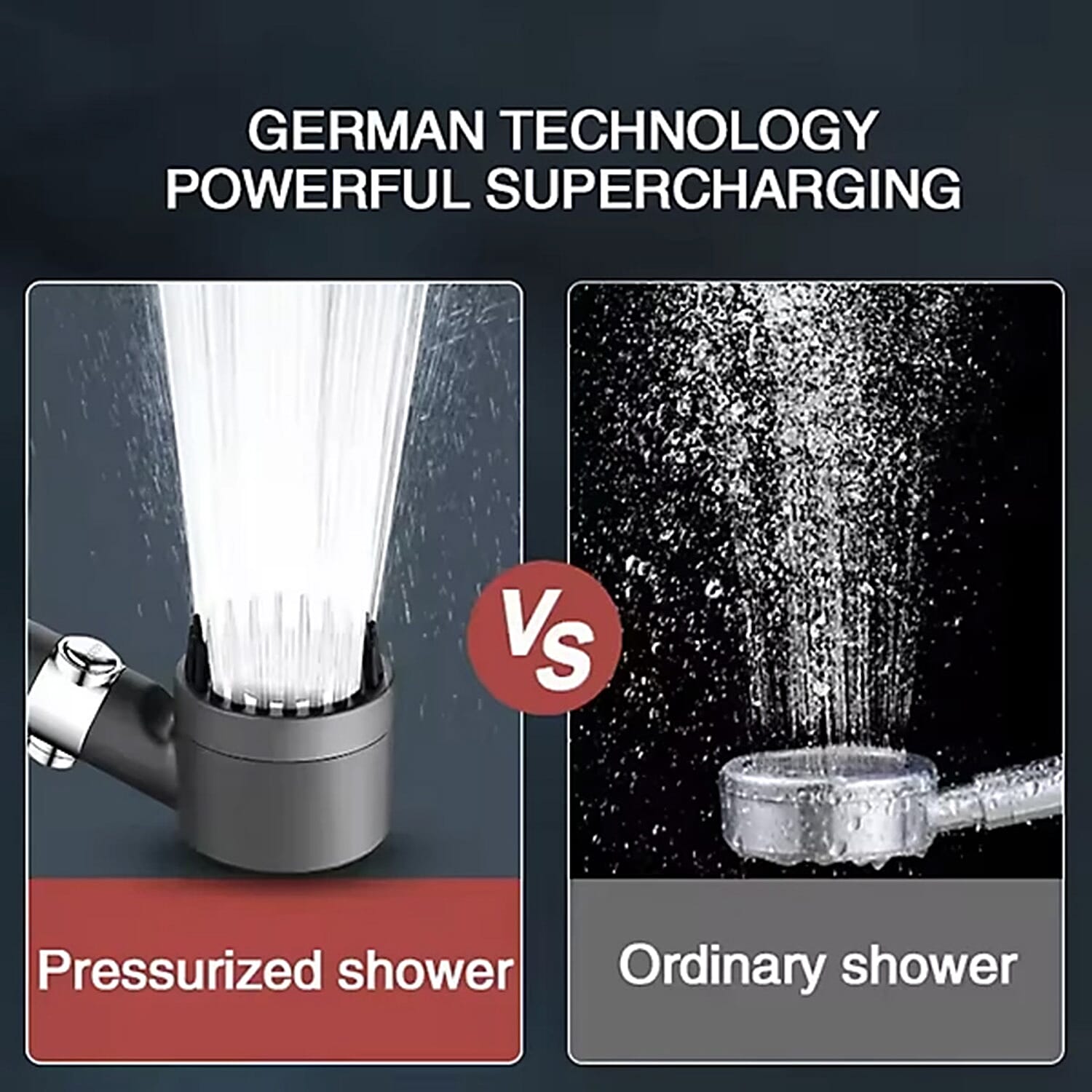 High Pressure 3 Mode Turbocharged Shower Head with Massage Brush