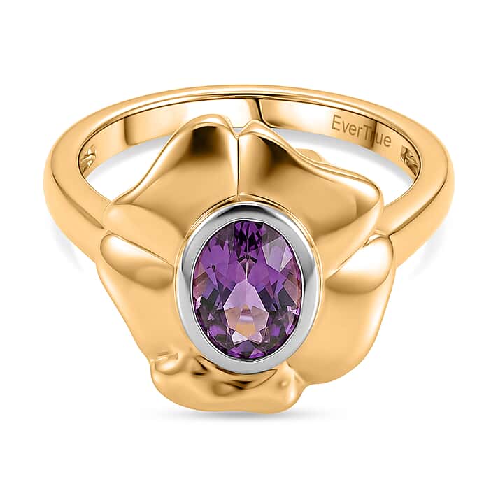 Natural Zambian Amethyst Solitaire Floral Ring