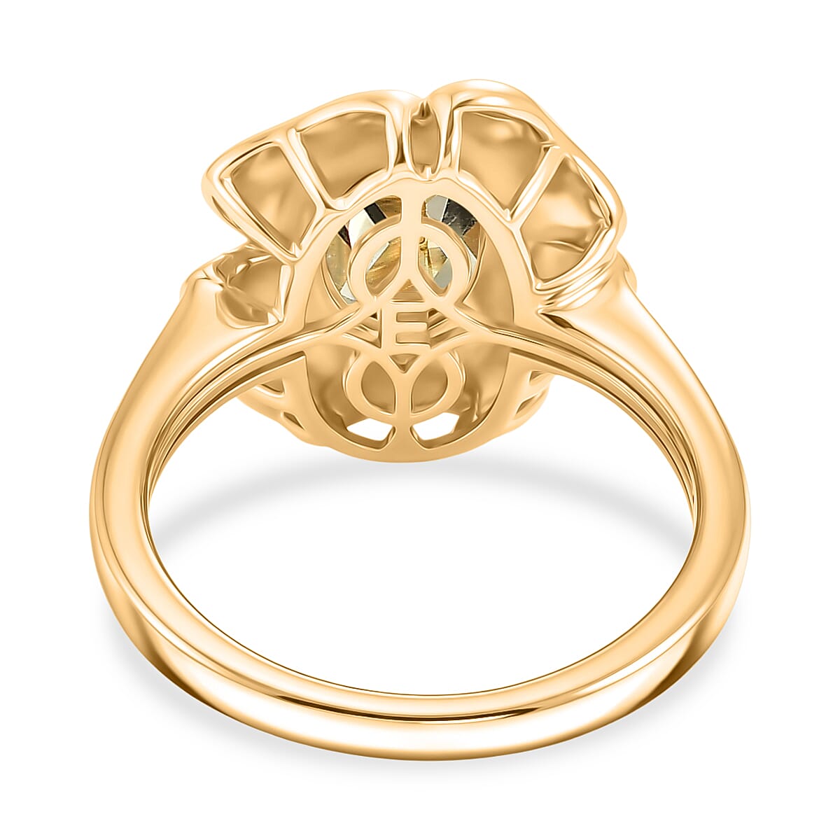 EverTrue Citrine Floral Ring in Yellow Gold Tone