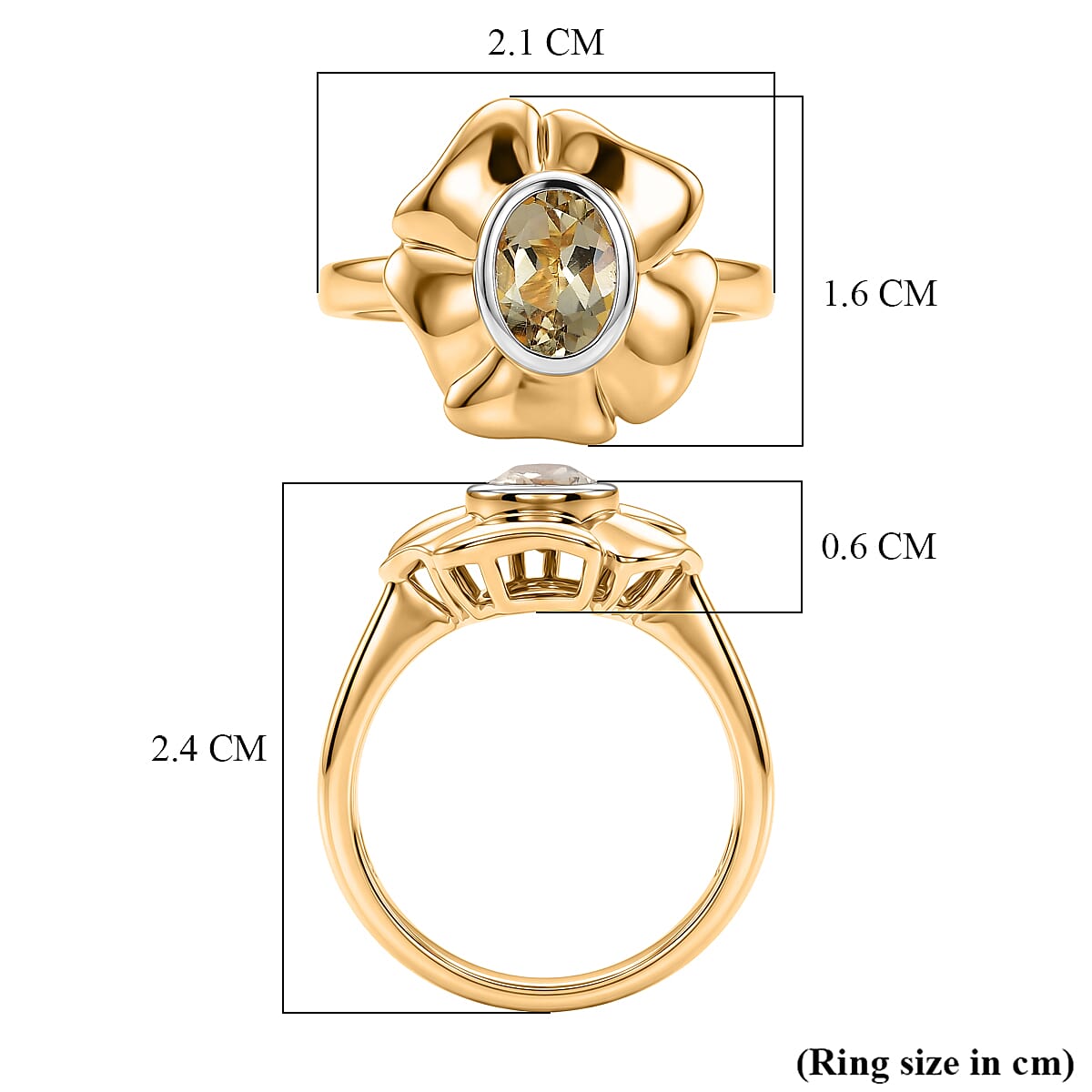 EverTrue Citrine Floral Ring in Yellow Gold Tone