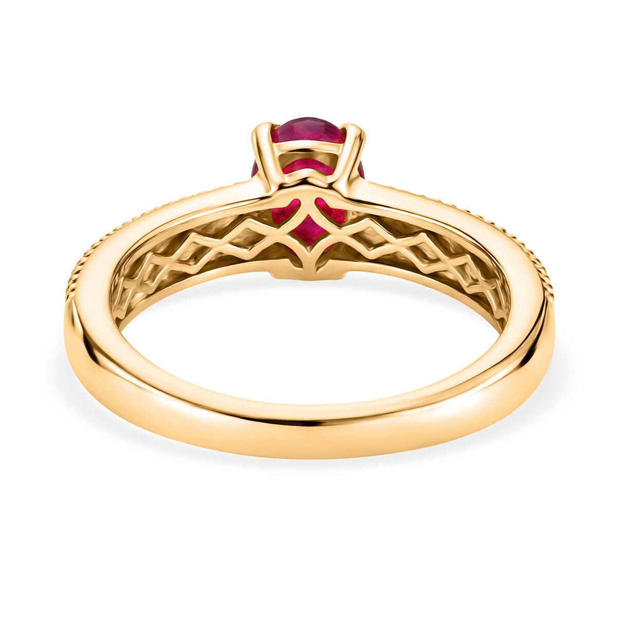 Royal Bali Collection - D'Joy African Ruby Solitaire Ring in 18K Vermeil Yellow Gold Plated Sterling Silver 1.15 Ct.