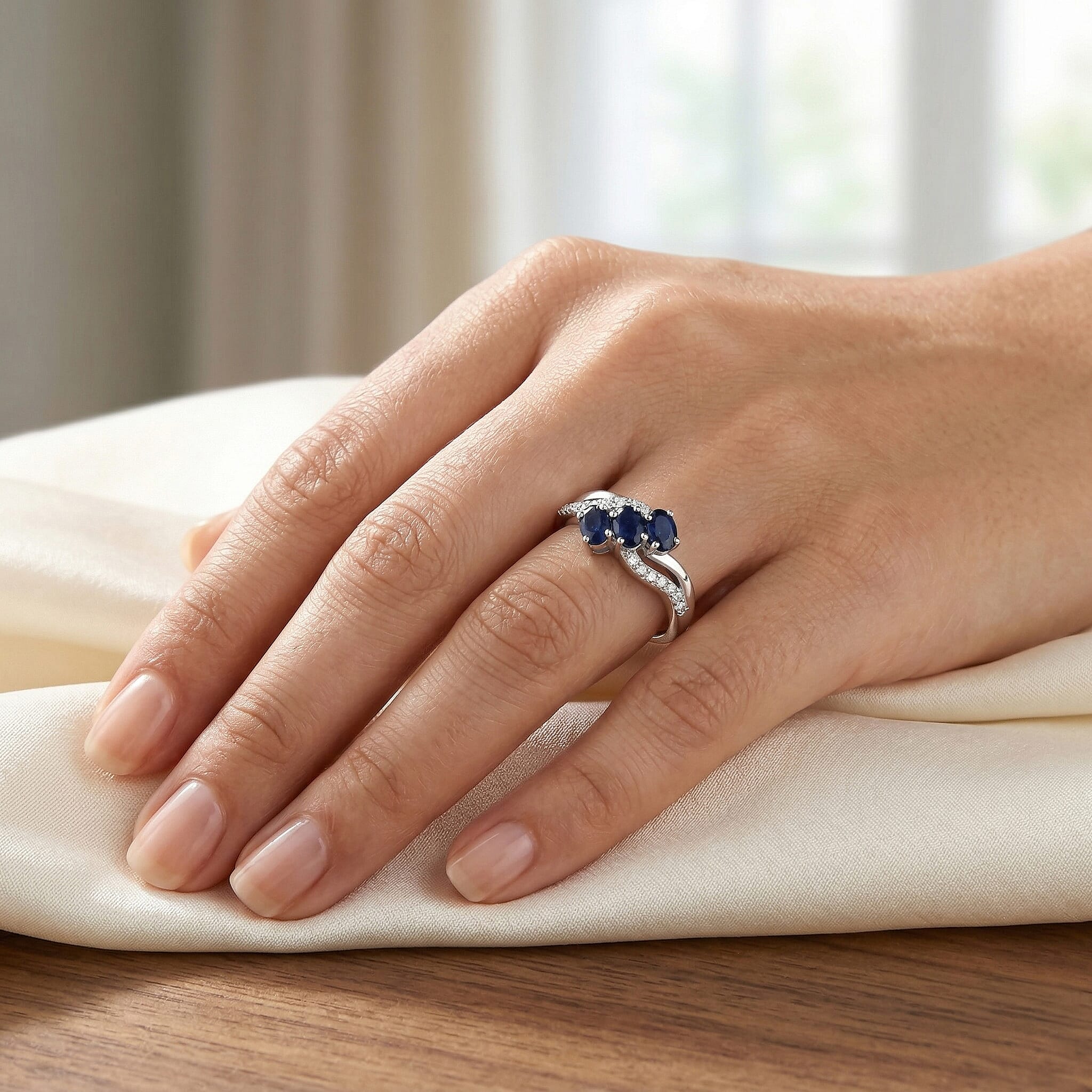 D'Joy White Zircon Fancy Ring in Sterling Silver