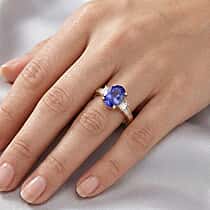 14K Yellow Gold Tanzanite & White Diamond Solitaire Ring 1.95 Ct, Gold Wt. 2.51 Gms
