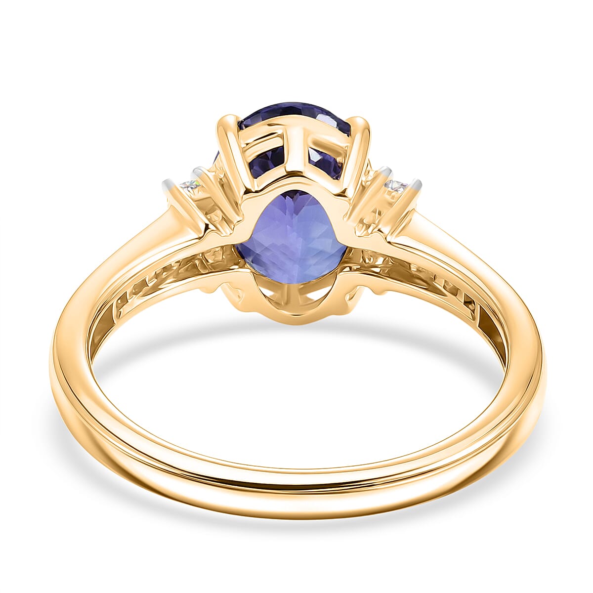 14K Yellow Gold Tanzanite & White Diamond Solitaire Ring 1.95 Ct, Gold Wt. 2.51 Gms