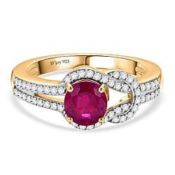 D'Joy African Ruby White Zircon Fancy Ring in Sterling Silver