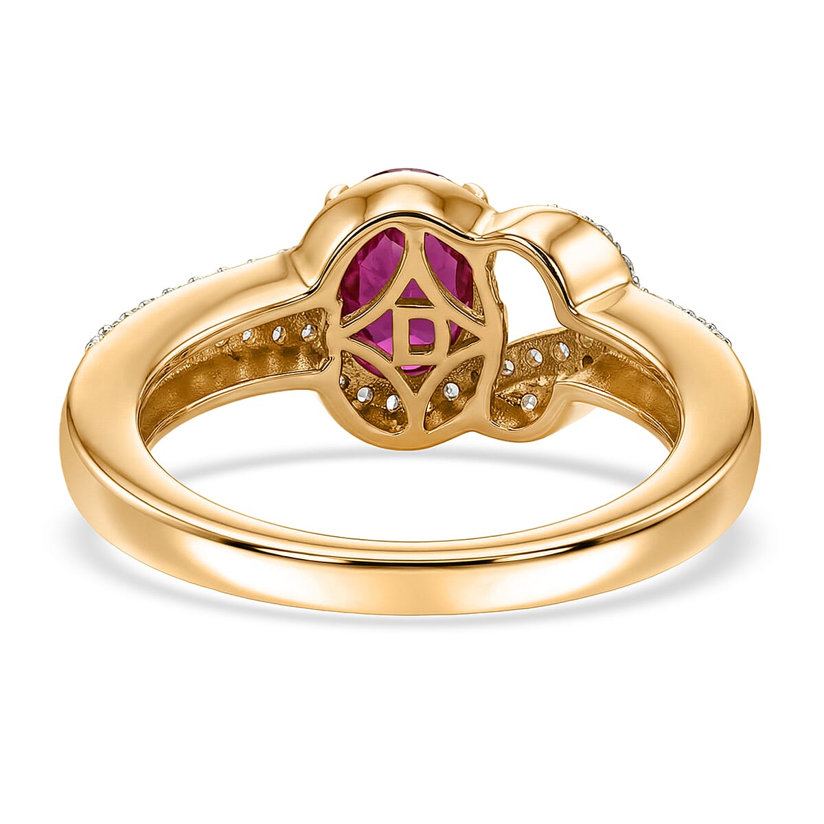 D'Joy African Ruby, White Zircon Fancy Ring in 18K YG VermeilSterling Silver  1.690  Ct.