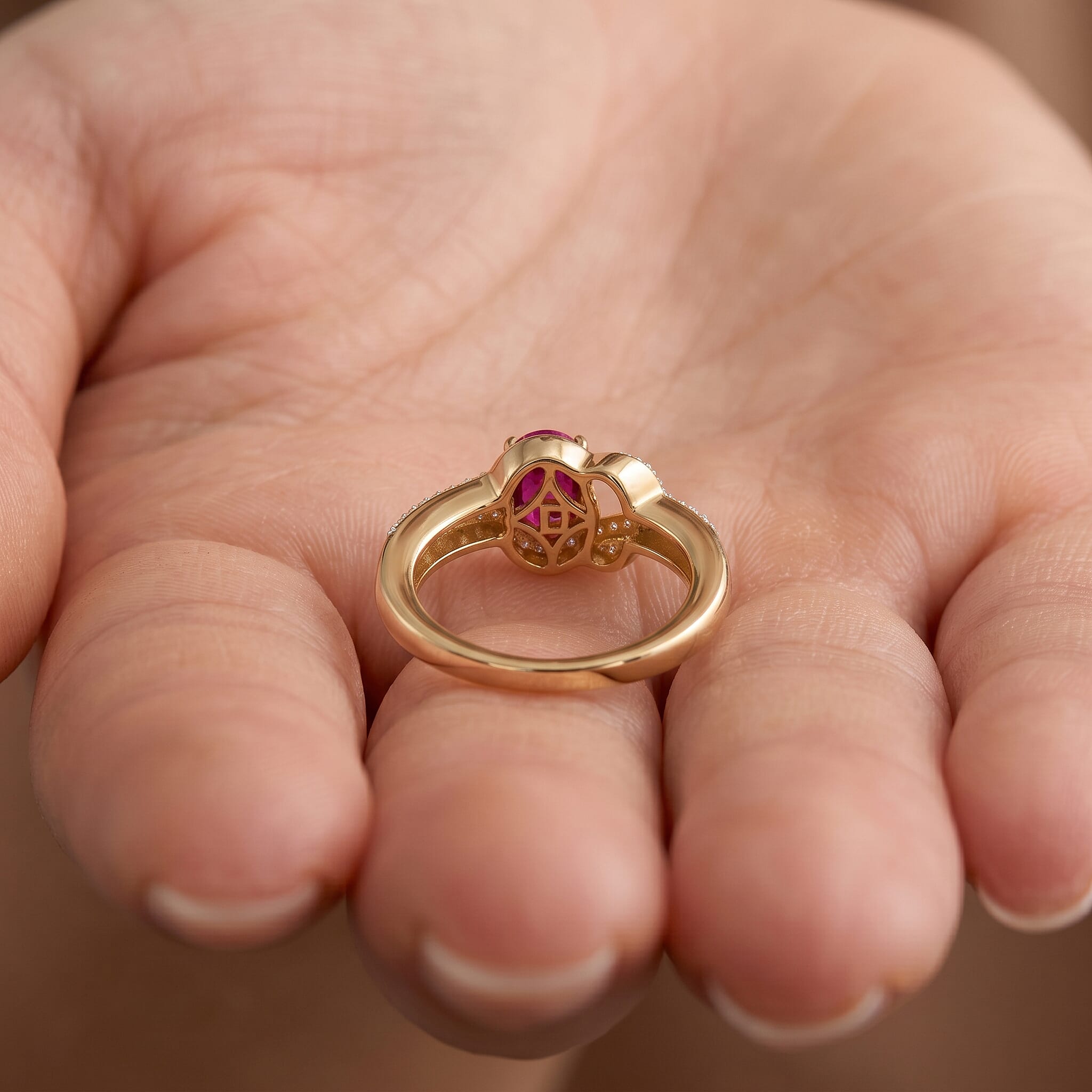 D'Joy African Ruby White Zircon Fancy Ring in Sterling Silver