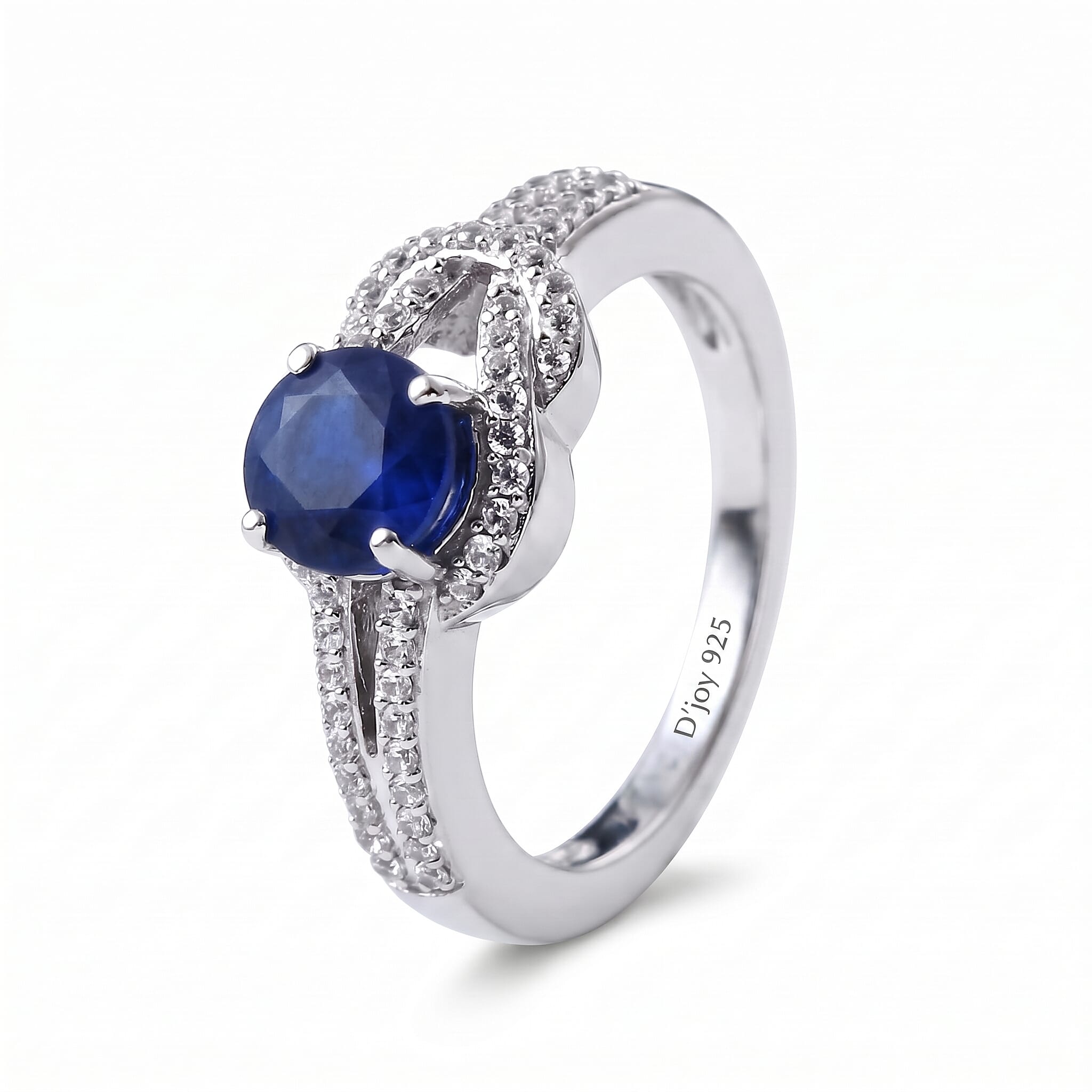 D'Joy African Ruby White Zircon Fancy Ring in Sterling Silver