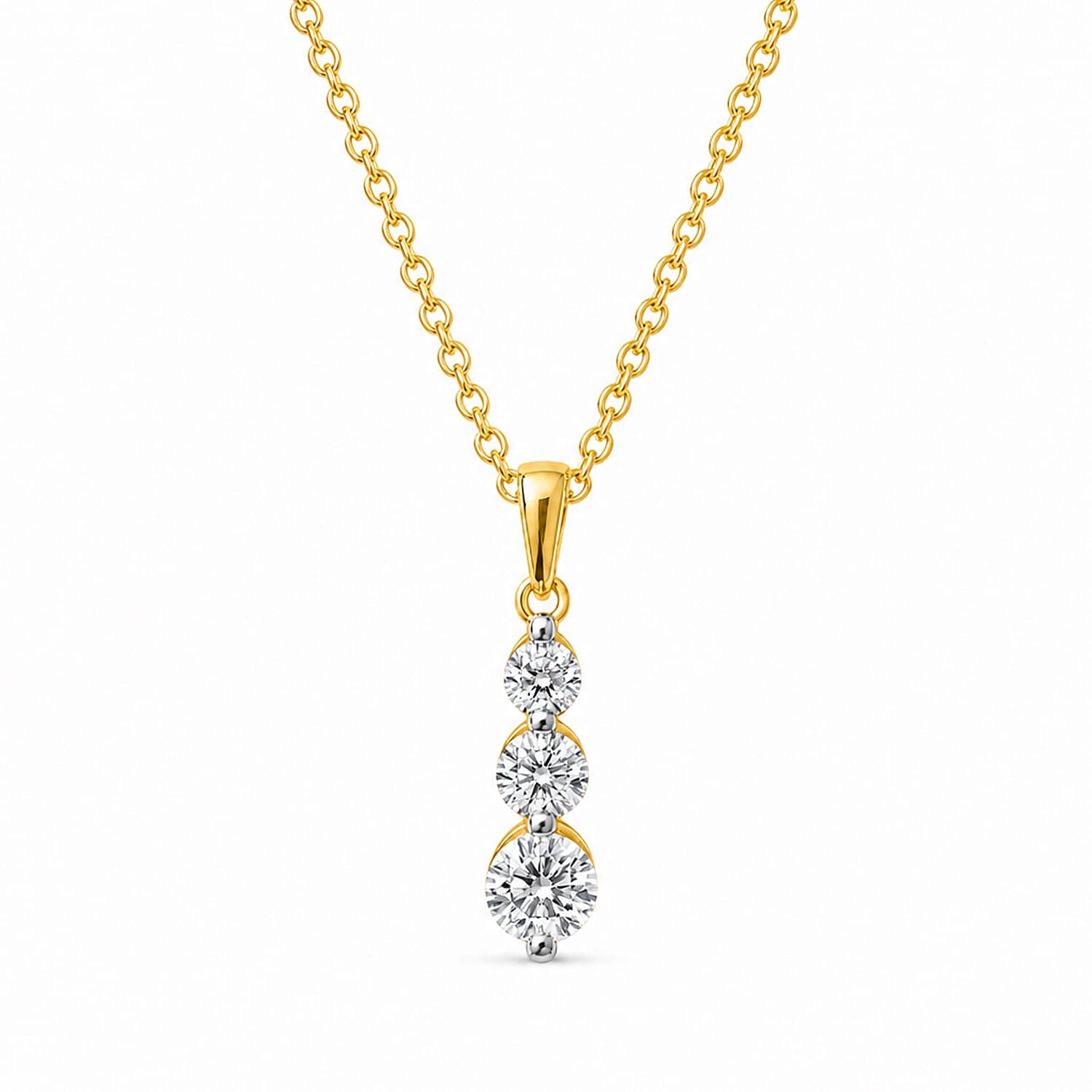 14K Yellow Gold White Diamond Journey Pendant 0.50 Ct.