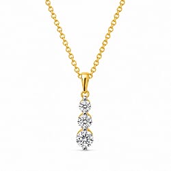 14K Yellow Gold White Diamond Journey Pendant 0.50 Ct.