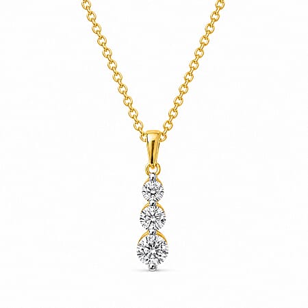 14K Yellow Gold White Diamond Journey Pendant 0.50 Ct.