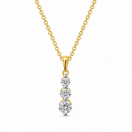 14K Yellow Gold White Diamond Journey Pendant 0.50 Ct.
