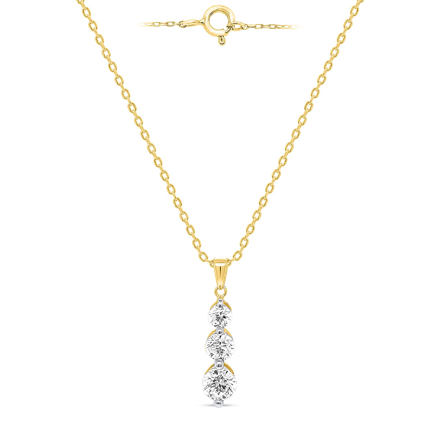 14K Yellow Gold White Diamond Pendant 0.50 Ct.