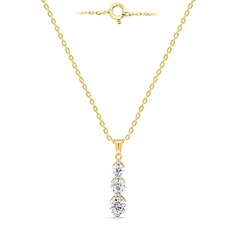 14K Yellow Gold White Diamond Pendant 0.50 Ct.