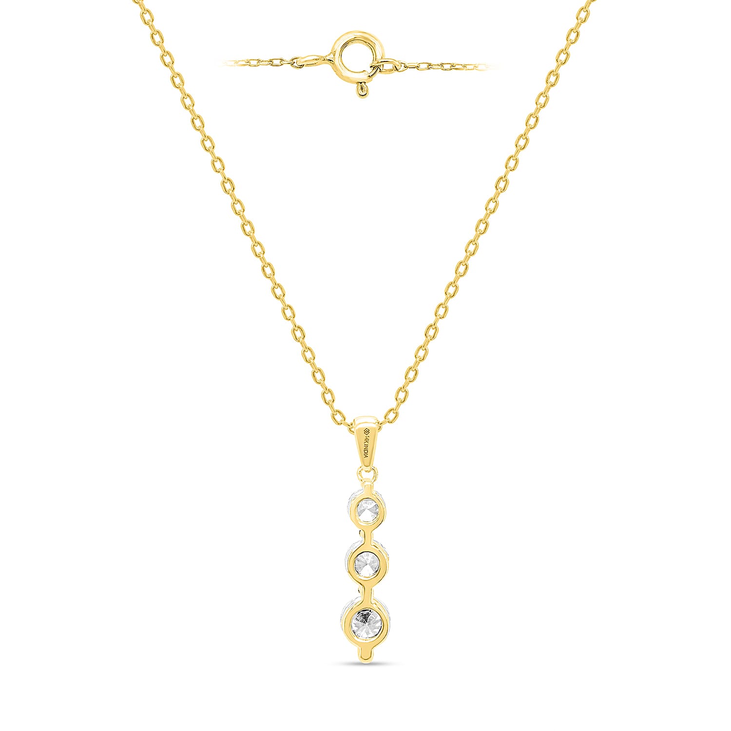 14K Yellow Gold White Diamond Pendant 0.50 Ct.