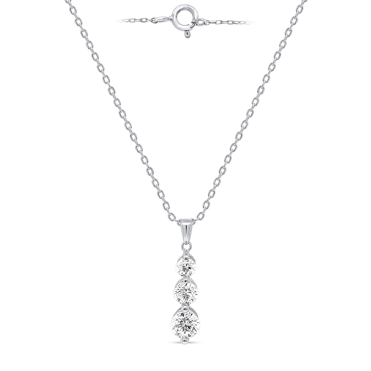 14K White Gold White Diamond Pendant 0.50 Ct.