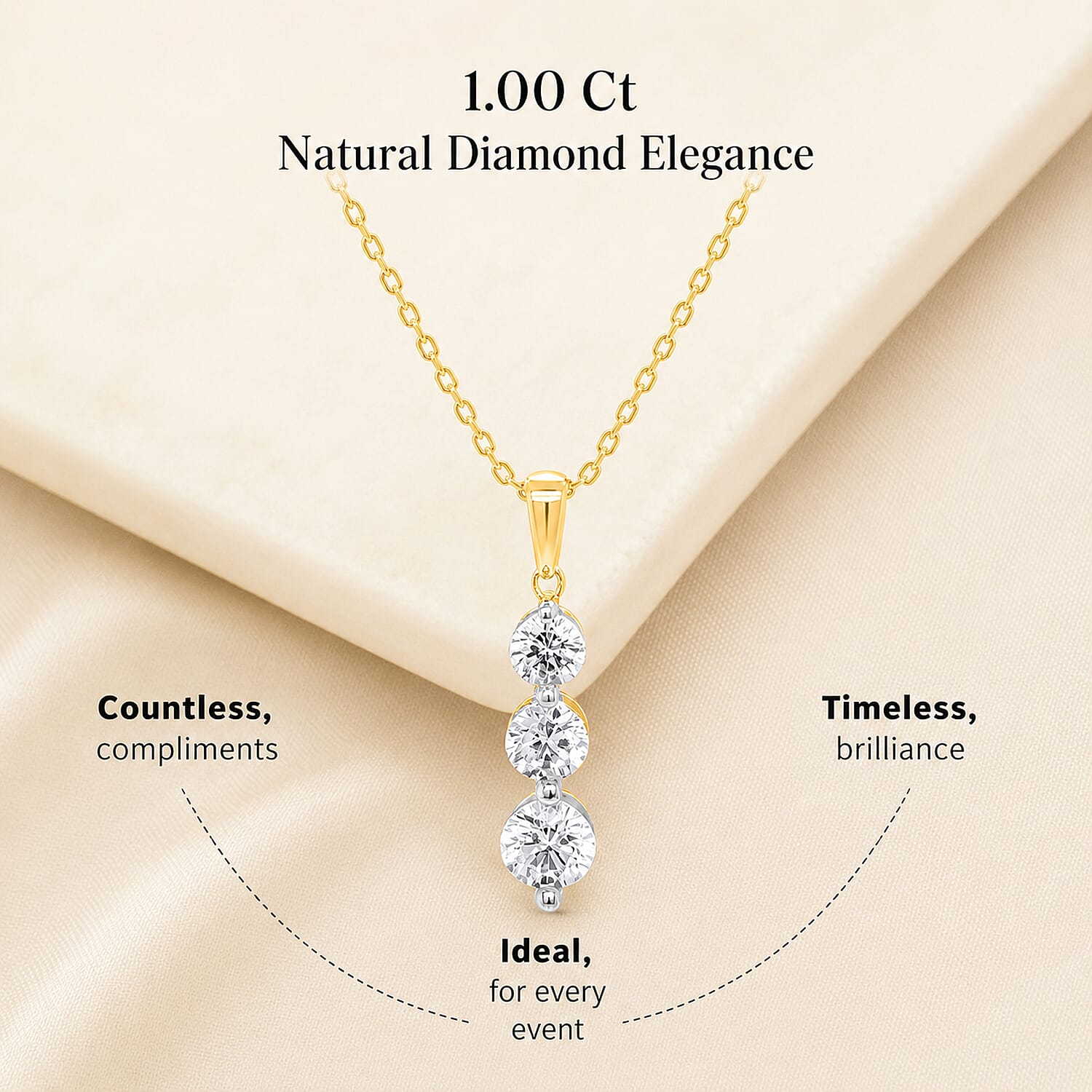 New York Close Out Deal-14K Yellow Gold Natural Diamond I1-I2-GH Pendant 1.00 Ct.