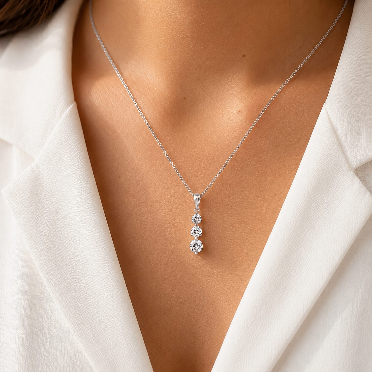 New York Close Out Deal-14K White Gold Natural Diamond I1-I2-GH Pendant 1.00 Ct.