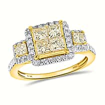 NY Close Out Deal- 14K Yellow Gold Natural Yellow Diamond, Natural White Diamond Engagement Ring 1.75 Ct.