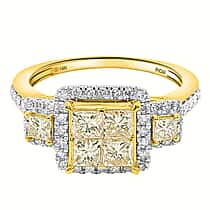 NY Close Out Deal- 14K Yellow Gold Natural Yellow Diamond, Natural White Diamond Engagement Ring 1.75 Ct.