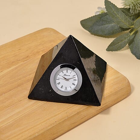 20TH Anniversary Exclusive - GENOA - Natural Shungite Pyramid Table Clock 1200.00 Ct