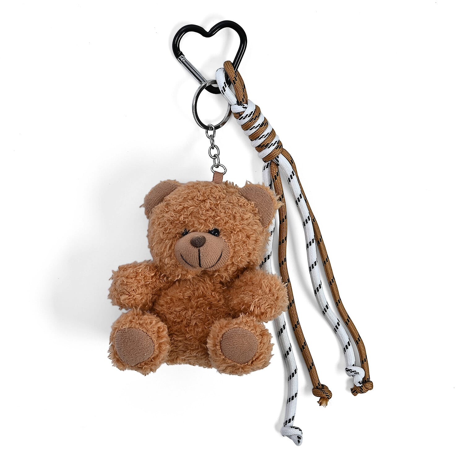 Set of 3 Teddy Bear Plush Keychains (24cm) - Khaki, Brown & White