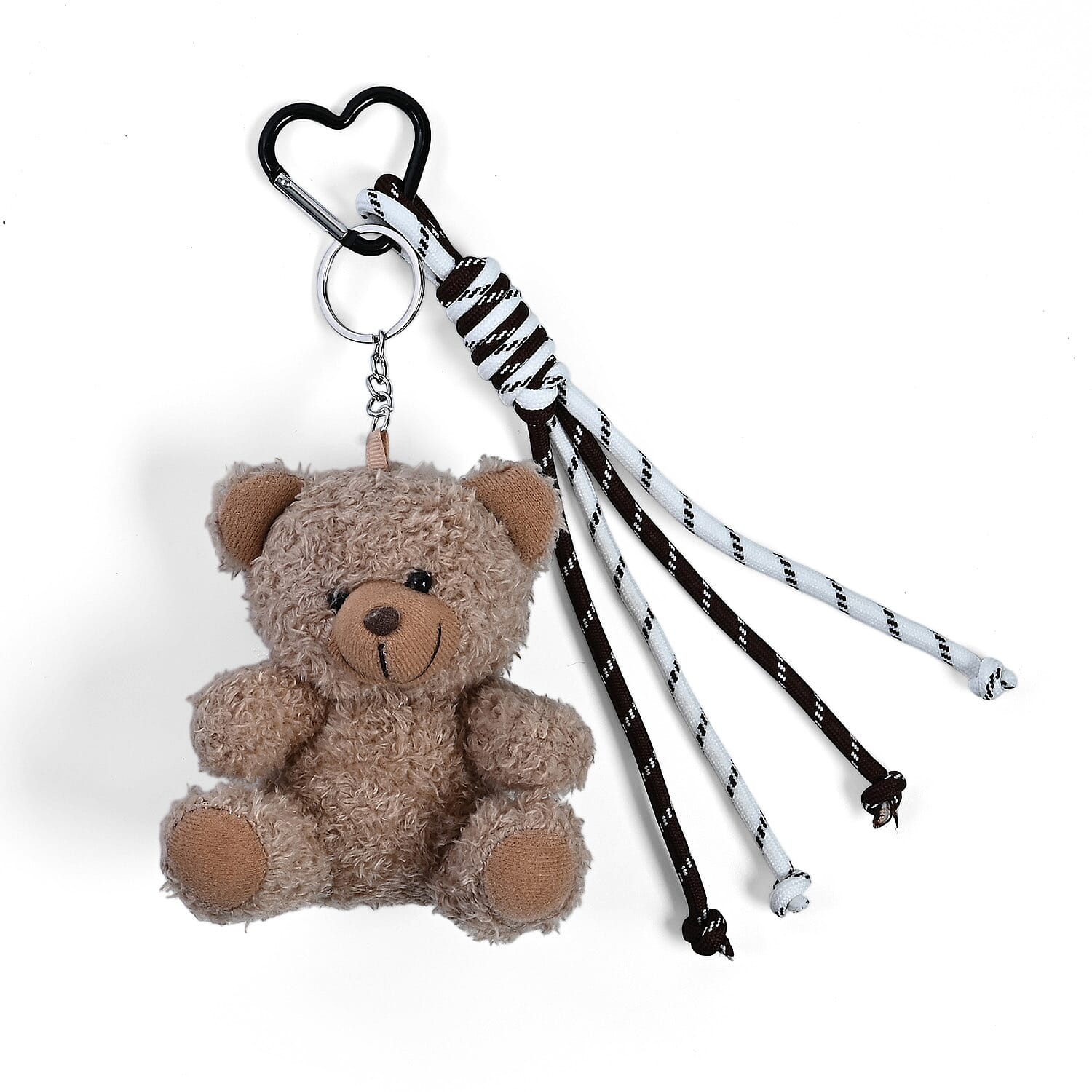 Set of 3 Teddy Bear Plush Keychains (24cm) - Khaki, Brown & White