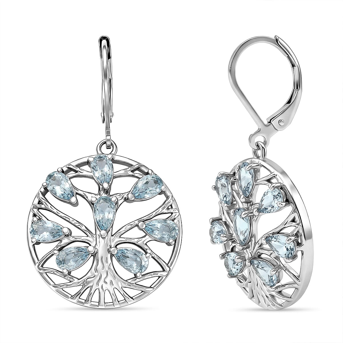 EverTrue - Skyblue Topaz Earring with Lever Back 3.90 Ct.
