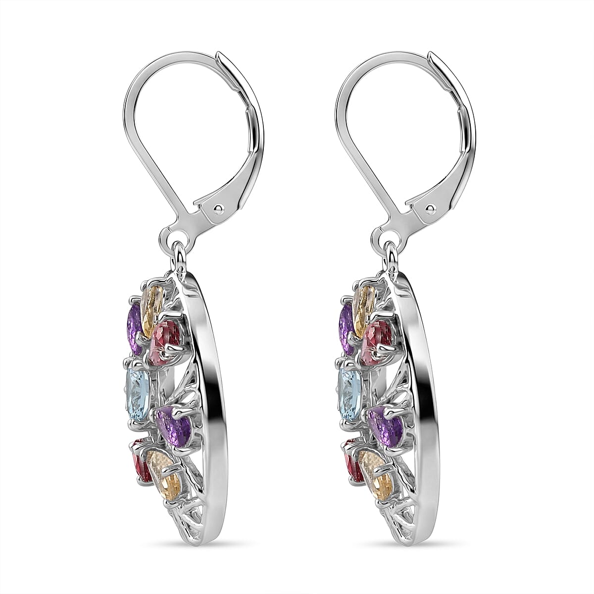 EverTrue - Orissa Rose Garnet & Multi Gemstones Earring with Lever Back 3.80 Ct.
